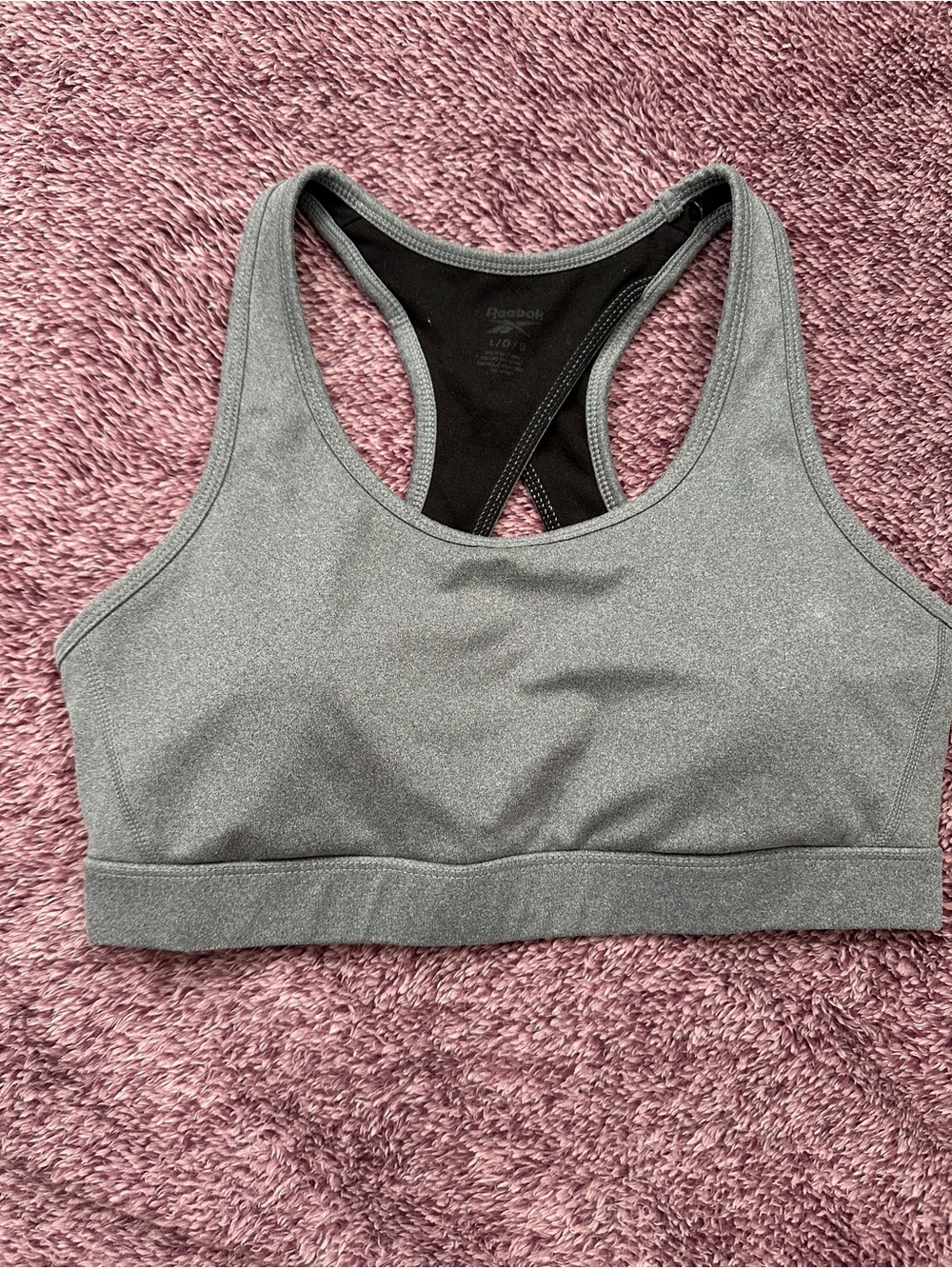 Reebok Gray Racerback Sports Bra - Heathered Gray